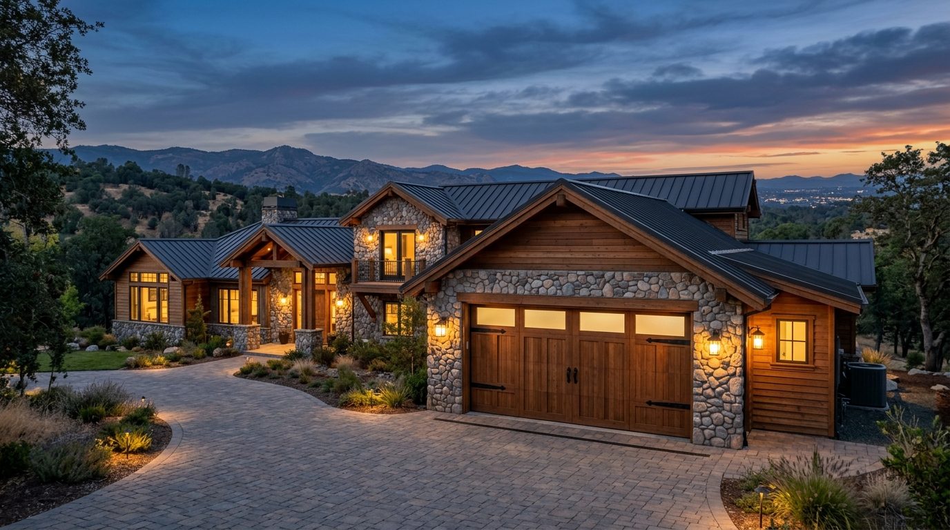 Burton Garage Door Services Exterior Closed Garage Door at Twilight
